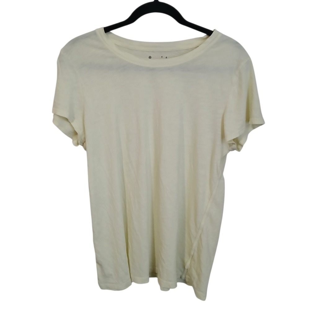 Athleta T-Shirt Womens Large Light Yellow Lightweight Breathable Cap Sleeve